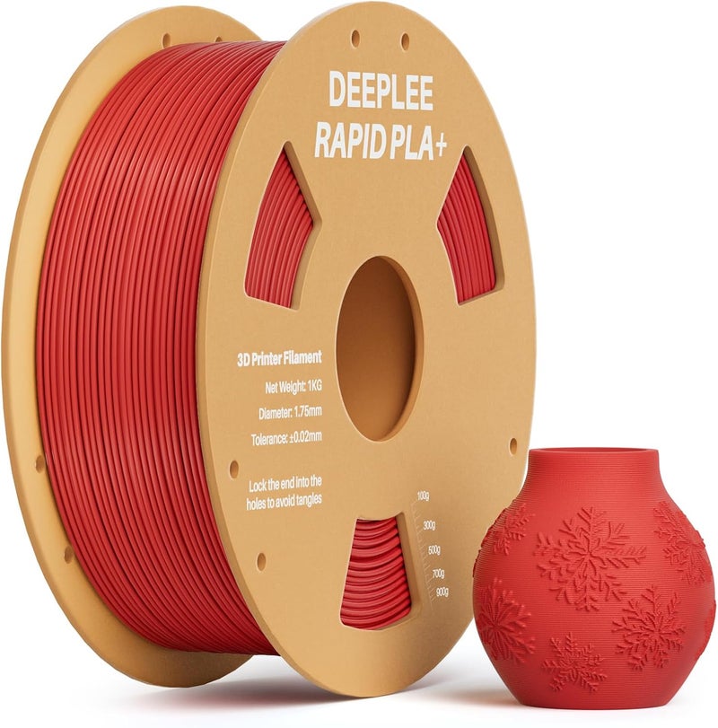 Deeplee Rapid PLA Plus Filament 1.75mm, High Speed 3D Printer Filament Up to 600mm/s, PLA+ Filament Dimensional Accuracy +/- 0.02 mm Fits Most FDM 3D Printer, Cardboard Spool Red 1kg - Image 1